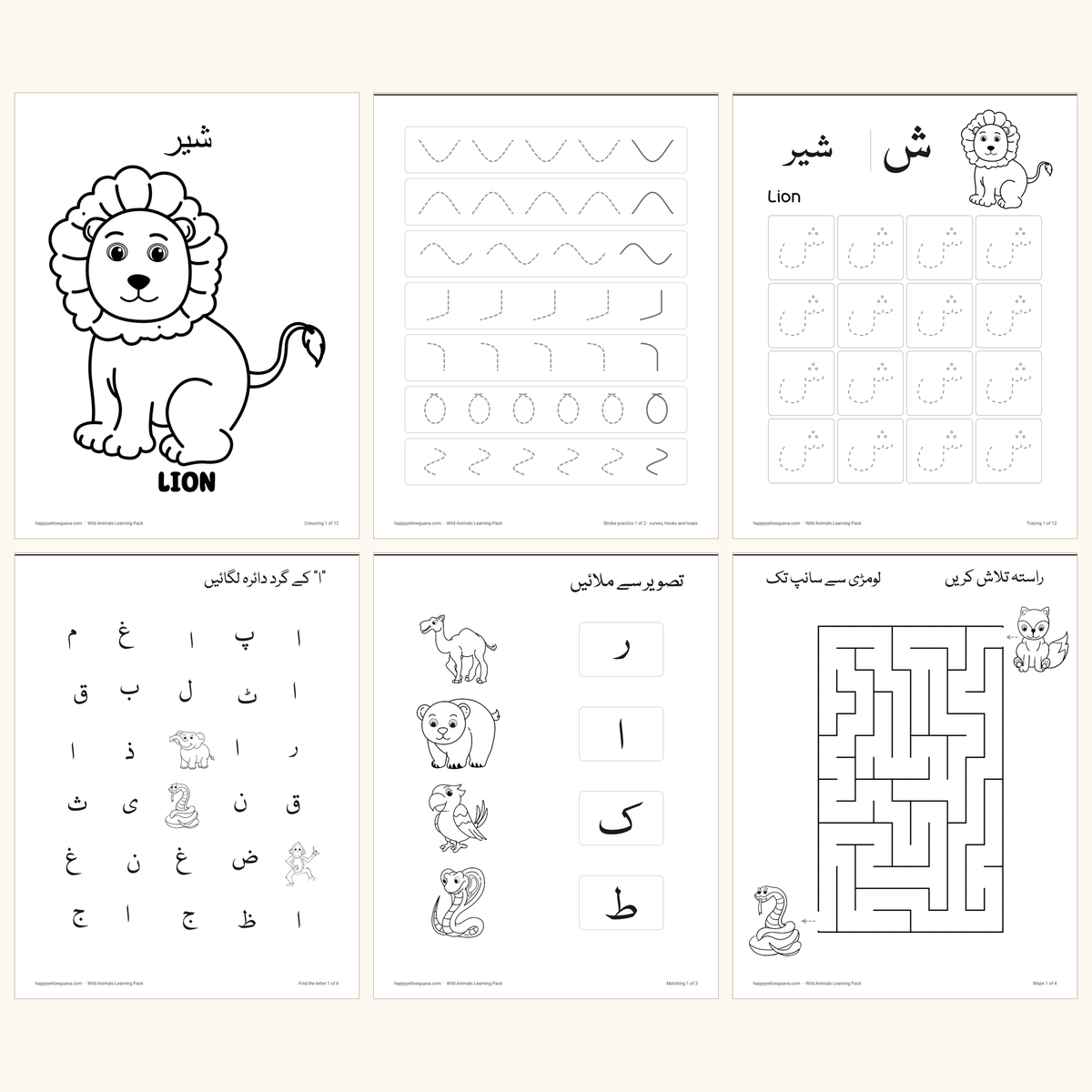 Wild Animals جنگلی جانور - Learning Pack