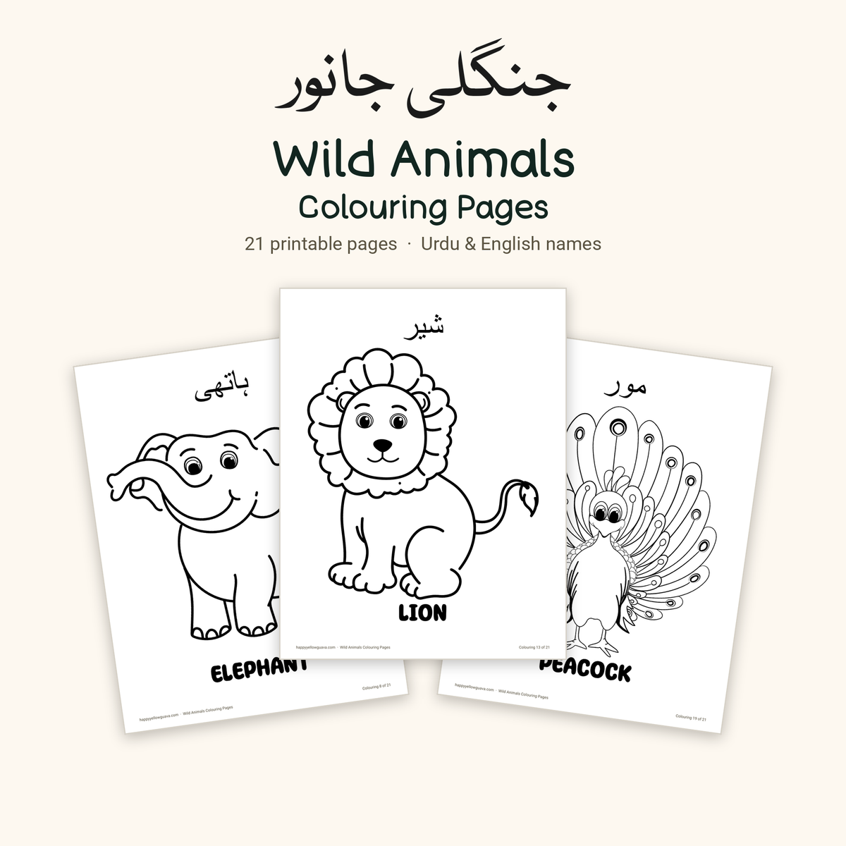 Wild Animals جنگلی جانور - Colouring Pages